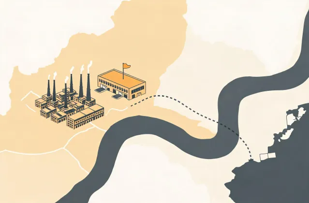 Map illustration locating the Arvind textile sourcing desk in Ahmedabad