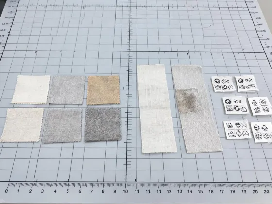 Uniform fabric swatches with abrasion test specimens